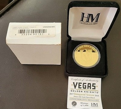 VEGAS GOLDEN KNIGHTS VERY RARE INAUGURAL SEASON GOLD GOIN #/5000 COA