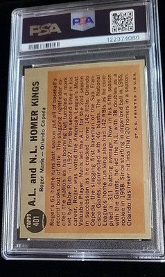 1962 Topps  AL & NL Homer Kings #401 Roger Maris/Orlando Cepeda PSA 5 EX