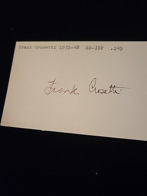 Frank Crosetti New York Yankees authentic autographed 3x5 card COA JSA