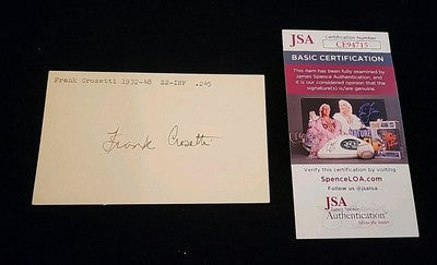 Frank Crosetti New York Yankees authentic autographed 3x5 card COA JSA
