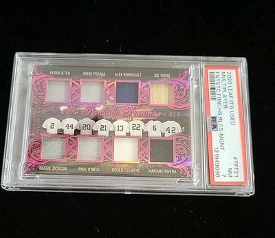 New York Yankees 2020 Leaf Fantastic Franchise Relic Patch Bat Card 3/4 PSA 7