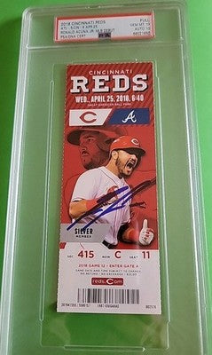 Ronald Acuna Autographed MLB DEBUT TICKET PSA 10 GEM MT AUTO 10 MVP Just Graded