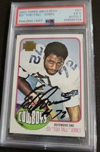 Ed 'Too Tall' Jones Signed 2001 Topps Archives #27 Dallas Cowboys PSA Slab Auto
