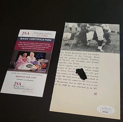 Bronko Nagurski Signed Photo 4x6 1/2" Beautiful Signature JSA COA Authentication