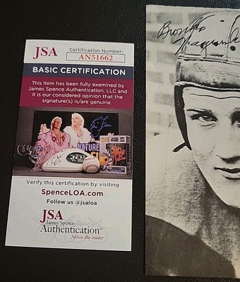 Bronko Nagurski Signed Photo 4x6 1/2" Beautiful Signature JSA COA Authentication