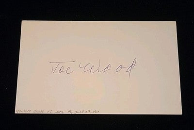 Joe Wood Boston Red Sox authentic autographed 3x5 card COA JSA