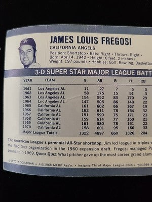 1971 Kelloggs 3-D Jim Fregosi California Angels #64 VG