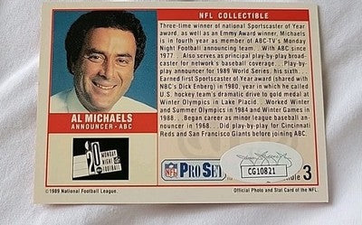 Al Michaels Signed 1989 Pro Set Football Announcer CBS Sports JSA COA
