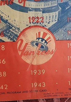 1947 New York Yankees Vs Philadelphia Athletics Program Joe DiMaggio Yogi Berra