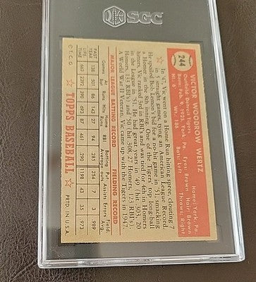 1952 Topps Vic Wertz baseball card, SGC graded EX 5, #244  Detroit Tigers