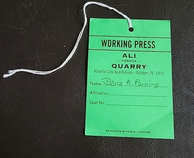 Press Pass Muhammad Ali - Jerry Quarry Fight 1970 Working Press