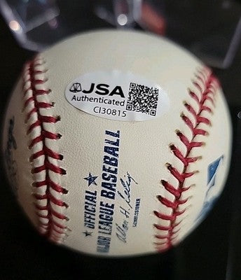Ed Yost  Signed Official American League Baseball W/ Inscription JSA COA