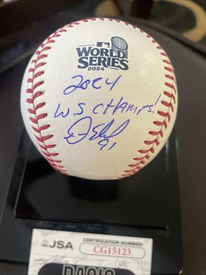 Dino Ebel Signed Auto 2024 World Series Logo Ball LA Dodgers JSA AUTHENTIC