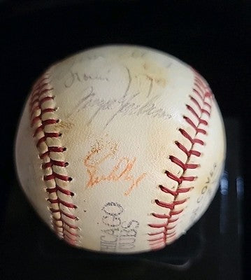1967 Chicago Cubs team signed Baseball 26 Signatures Santo, Jenkins, Banks JSA