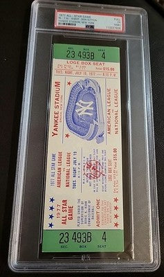 1977  Baseball All Star Game  Yankee Stadium  - Full Ticket  PSA - 5 (MK)