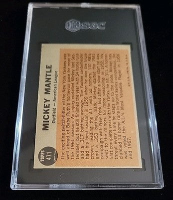 1962 Topps #471 Mickey Mantle AS Card, New York Yankees, SGC 4.5 NICER!