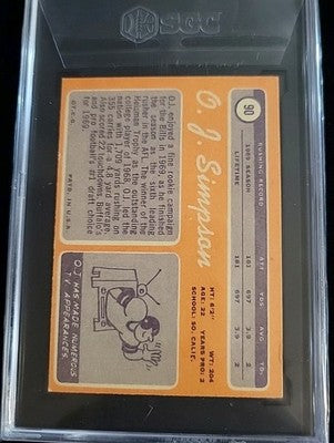 1970 Topps #90 O.J. Simpson ROOKIE RC SGC 5 Graded Football Card