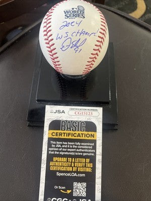 Dino Ebel Signed Auto 2024 World Series Logo Ball LA Dodgers JSA AUTHENTIC