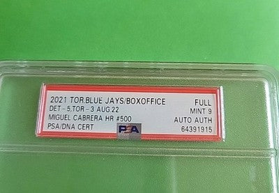 Miguel Cabrera 500 HR Ticket 2021 Detroit Tigers Signed Autographed PSA 9 Auth
