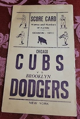 Chicago Cubs vs. Brooklyn Dodgers 1950 Game Scorecard/Program • Jackie Robinson