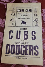 Chicago Cubs vs. Brooklyn Dodgers 1950 Game Scorecard/Program • Jackie Robinson