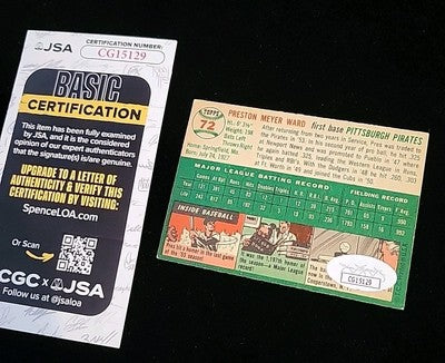Preston Ward #72 Signed 1954 Topps Autograph Card JSA COA Certified