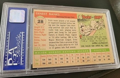 1955 TOPPS Baseball #28 ERNIE BANKS Chicago Cubs PSA 7 o/c  Nr/Mt