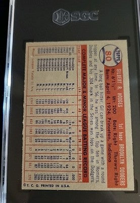 1957 TOPPS #80 GIL HODGES Brooklyn DODGERS HOF SGC 6 Ex/Mt