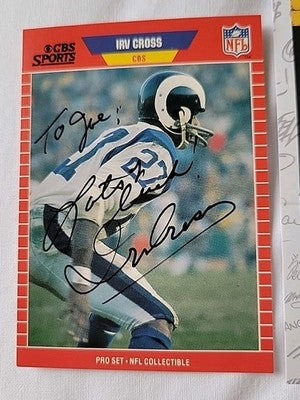 Irv Cross  Signed 1989 Pro Set Football Card  Announcer CBS Sports JSA COA