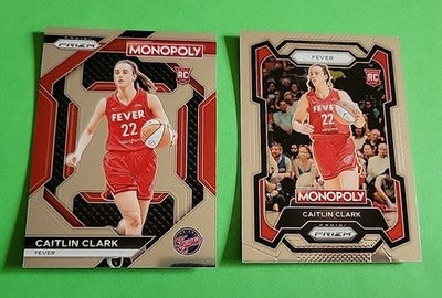 Caitlin Clark 2024 Panini Prizm Monopoly WNBA Base Rookie RC Fever  Lot of 2
