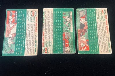 1954 Topps Baseball Lot ( 3 Cards) #60, #130 Hank Bauer, #230  F-G  Low Grade