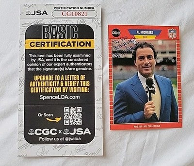 Al Michaels Signed 1989 Pro Set Football Announcer CBS Sports JSA COA