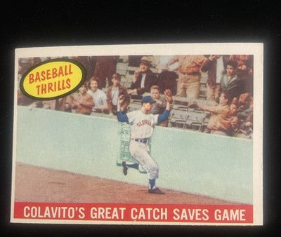 1959 Topps #462 Baseball Thrills Colavito's Great Catch Saves Game. Ex/Mt o/c