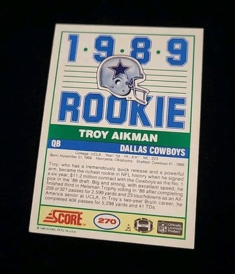 1989 Score - #270 Troy Aikman (RC) Ex/Mt