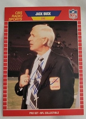 Jack Buck Signed 1989 Pro Set Football  #11 Announcer CBS Sports JSA COA