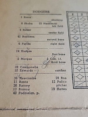 Chicago Cubs vs. Brooklyn Dodgers 1950 Game Scorecard/Program • Jackie Robinson