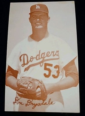 Don Drysdale 1963 Exhibits Stat Back Los Angeles Dodgers HOF  VG crease