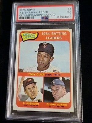 1965 Topps A.L. Batting Leader Tony Oliva, Brooks Robinson, Howard #1 PSA 5