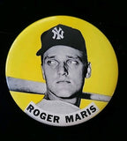 1960's Original 3 1/2"  Roger Maris Yellow Background Yankees Pin Pinback Button