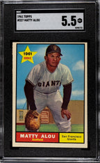 Matty Alou 1961 Topps #327 Rookie Card Giants San Francisco Baseball SGC 5.5 Ex+