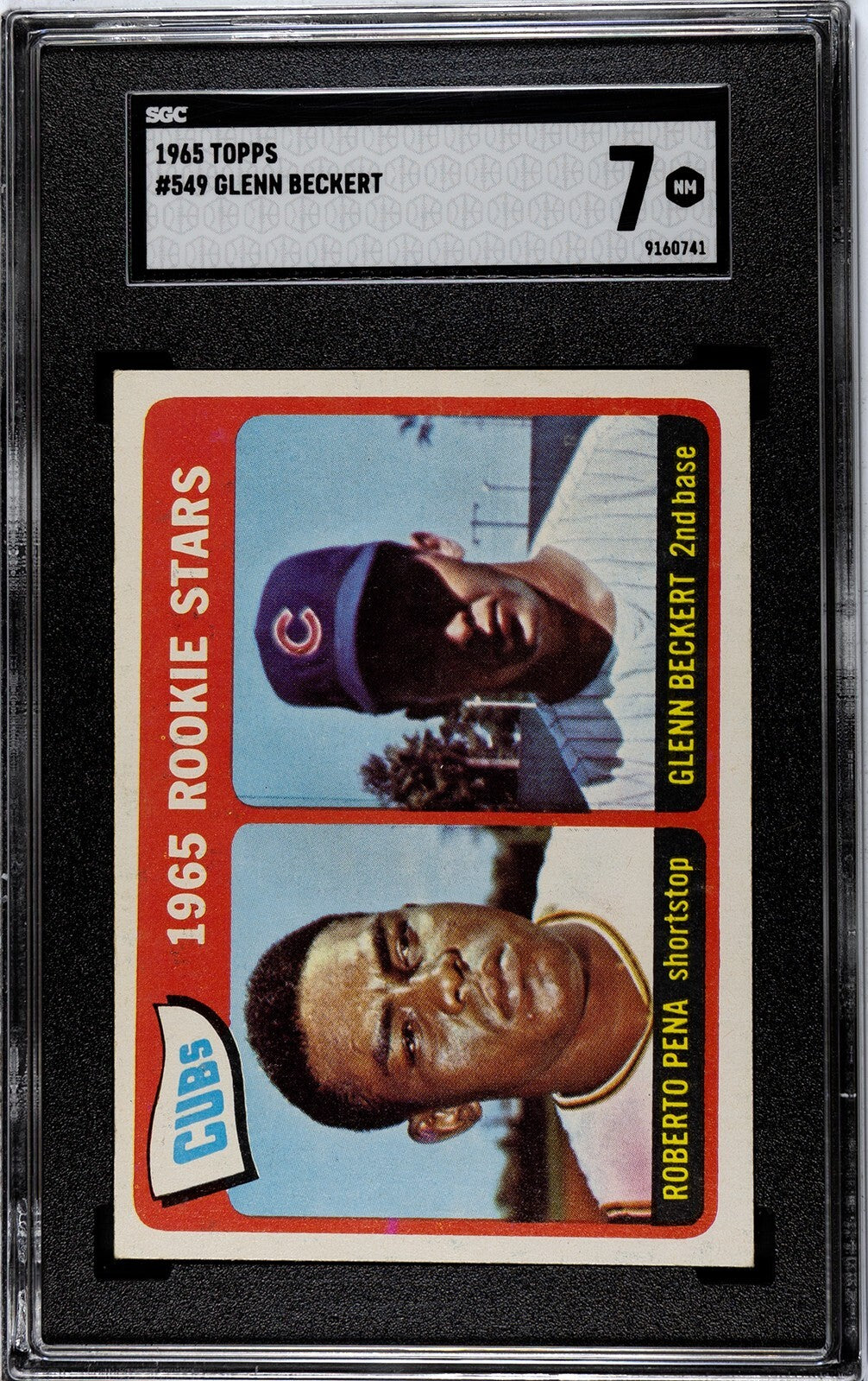 1965 TOPPS GLENN BECKERT ROOKIE BASEBALL CARD #549 Chicago Cubs SGC 7 NEAR MINT