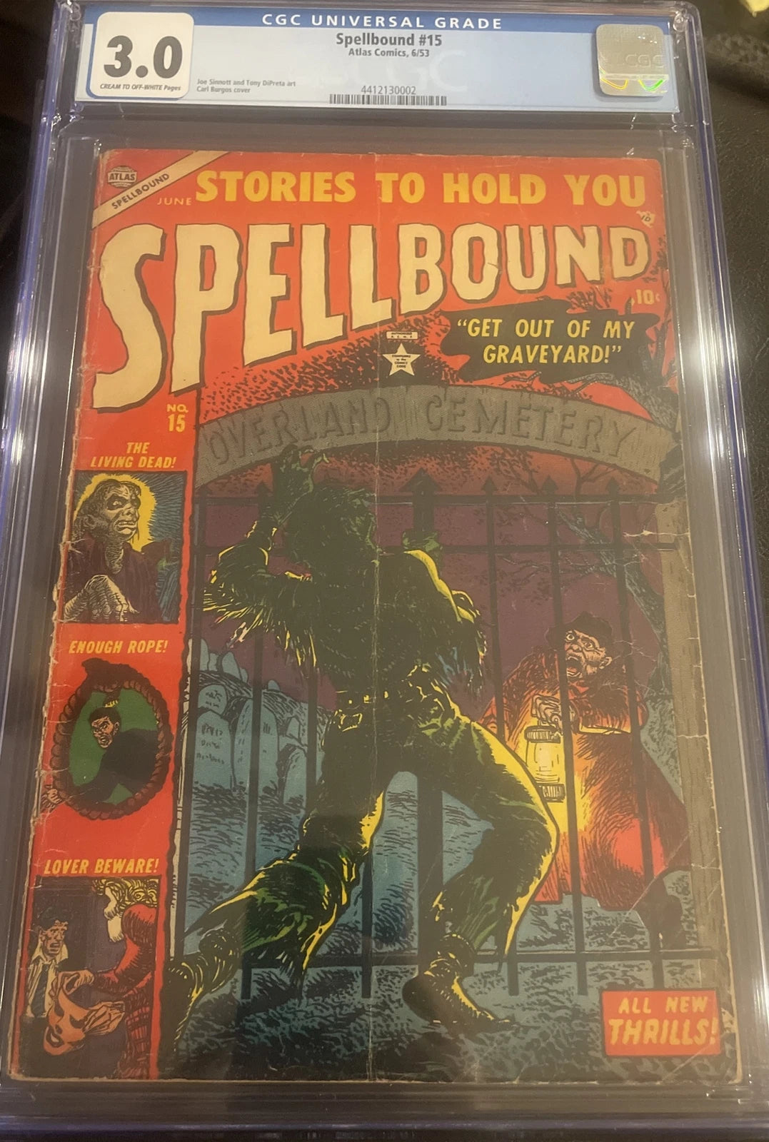 Spellbound #15 CGC 3.0 1953 Atlas pre-code horror