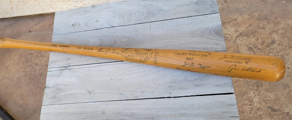 1937 NEW YORK YANKEES WORLD CHAMPIONS ORIGINAL BROWN BAT LOU GEHRIG JOE DIMAGGIO
