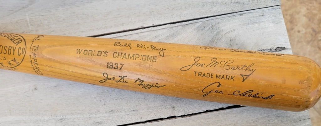 1937 NEW YORK YANKEES WORLD CHAMPIONS ORIGINAL BROWN BAT LOU GEHRIG JOE DIMAGGIO