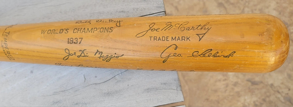 1937 NEW YORK YANKEES WORLD CHAMPIONS ORIGINAL BROWN BAT LOU GEHRIG JOE DIMAGGIO