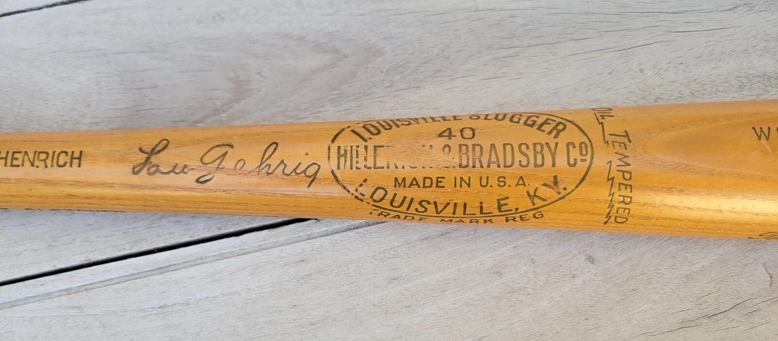 1937 NEW YORK YANKEES WORLD CHAMPIONS ORIGINAL BROWN BAT LOU GEHRIG JOE DIMAGGIO