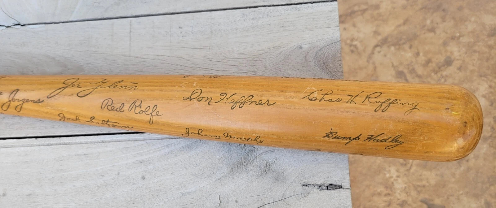 1937 NEW YORK YANKEES WORLD CHAMPIONS ORIGINAL BROWN BAT LOU GEHRIG JOE DIMAGGIO