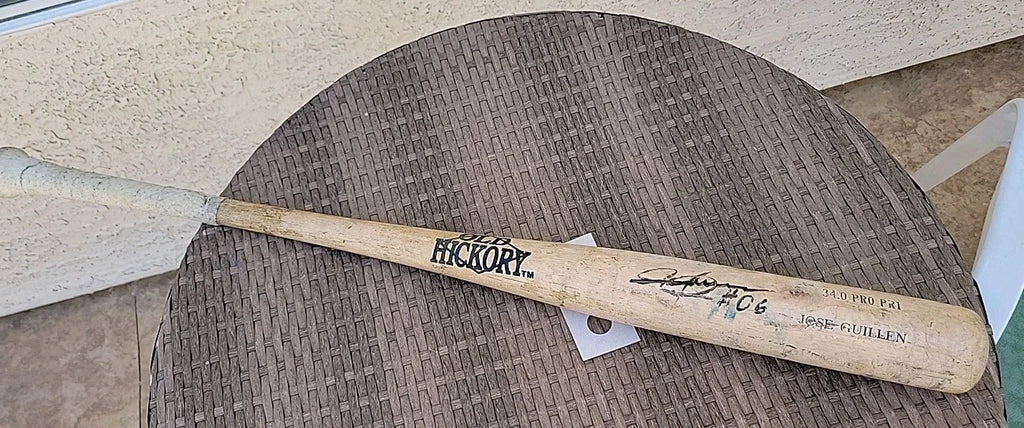 Jose Guillen 2004-2010 GAME USED uncracked Old Hickey Signed  Bat JSA COA