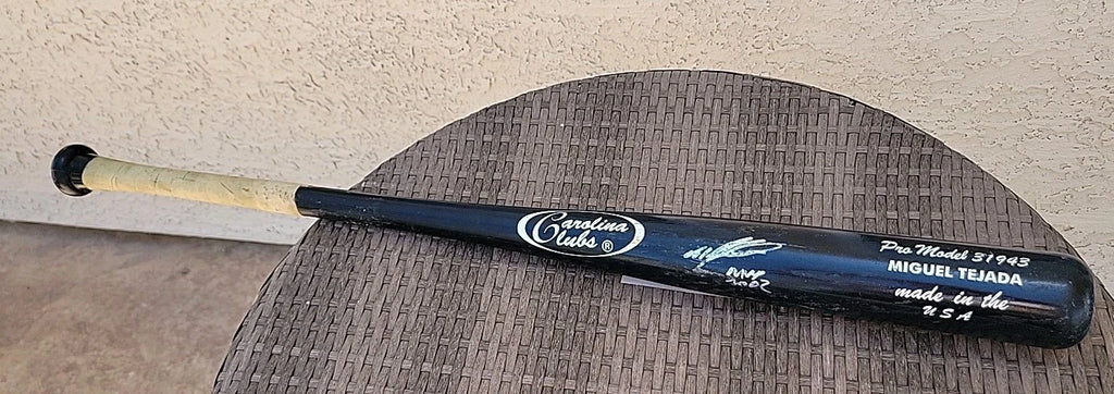 Miguel Tejada Game Used Autographed Bat 2002 Oakland A's  COA JSA