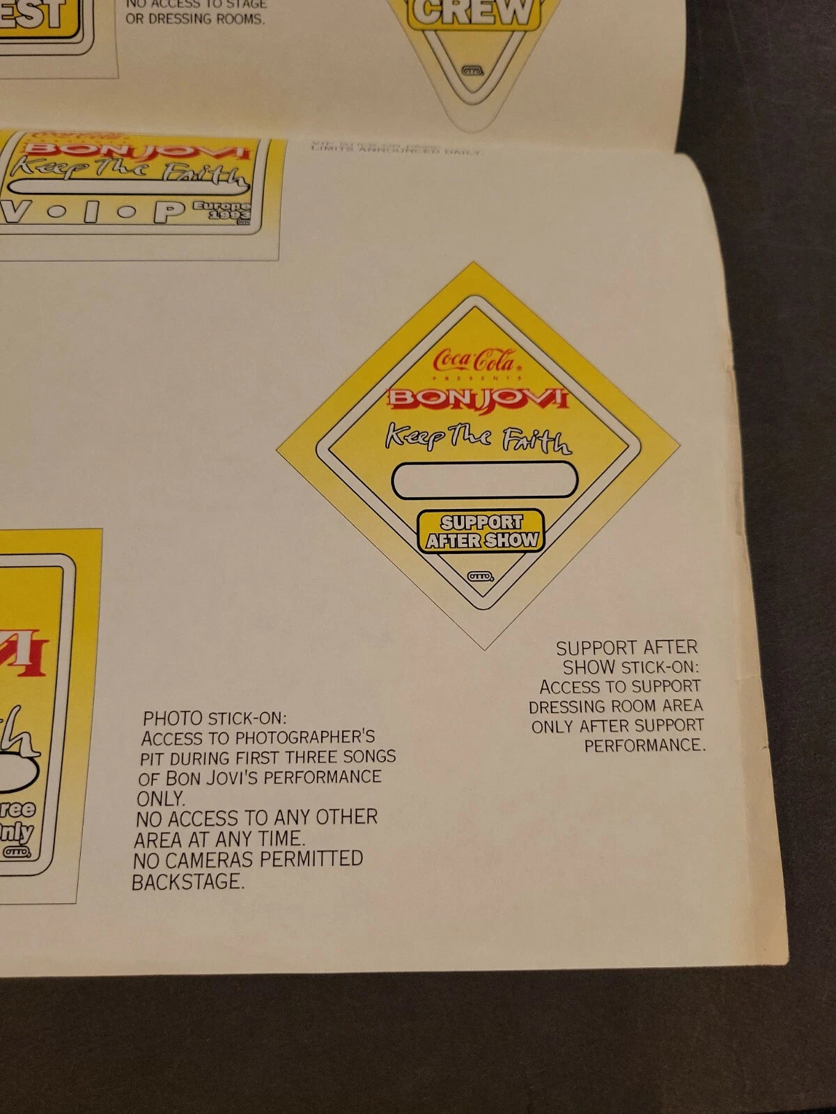 Bon Jovi 1993 Keeping the Faith Genuine Proof Sheet mock ups for Concert Tour